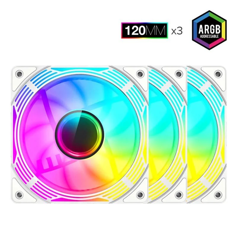فن کیس گیم مکس GameMax KF300 ARGB White 12*12 بسته 3 عددی