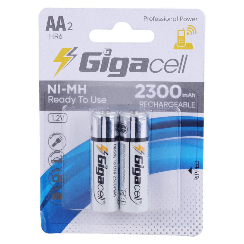 باتری دوتایی قلمی شارژی Gigacell AA 2300mAh