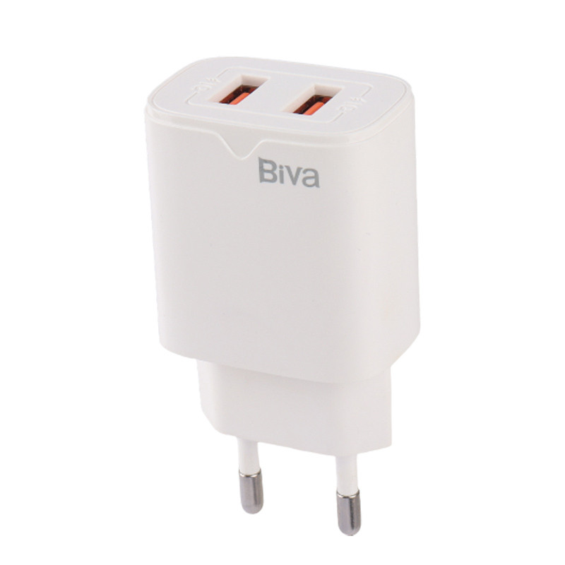 شارژر دیواری فست شارژ Biva HC-04 Micro 2Port 2.1A QC3.0 + کابل میکرو یو اس بی