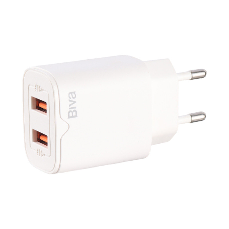 شارژر دیواری فست شارژ Biva HC-04 Micro 2Port 2.1A QC3.0 + کابل میکرو یو اس بی