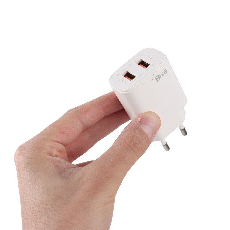 شارژر دیواری فست شارژ Biva HC-04 Micro 2Port 2.1A QC3.0 + کابل میکرو یو اس بی