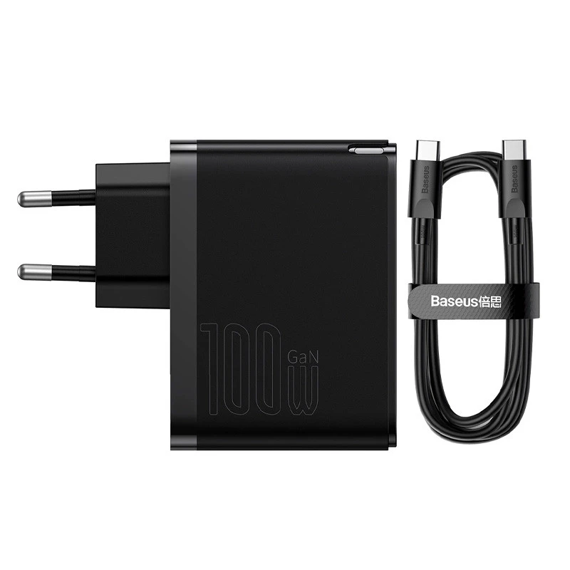 کلگی فست شارژ Baseus CCGP09020 GaN5 Pro 2Port 5A QC4.0+ PD3.0 100W + کابل تبدیل تایپ سی
