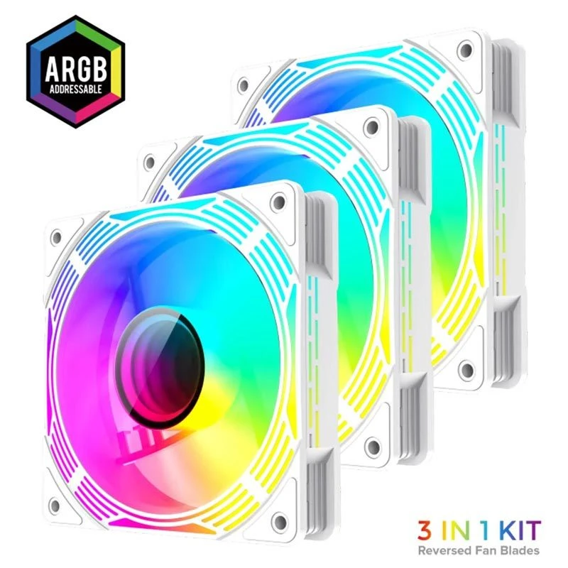 فن کیس گیم مکس GameMax KF300R ARGB White 12*12 بسته 3 عددی