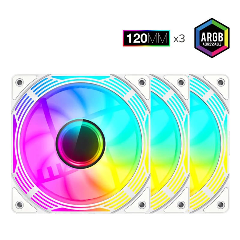 فن کیس گیم مکس GameMax KF300R ARGB White 12*12 بسته 3 عددی