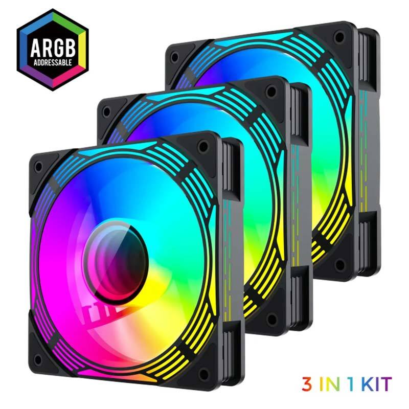 فن کیس گیم مکس GameMax KF300R ARGB Black 12*12 بسته 3 عددی