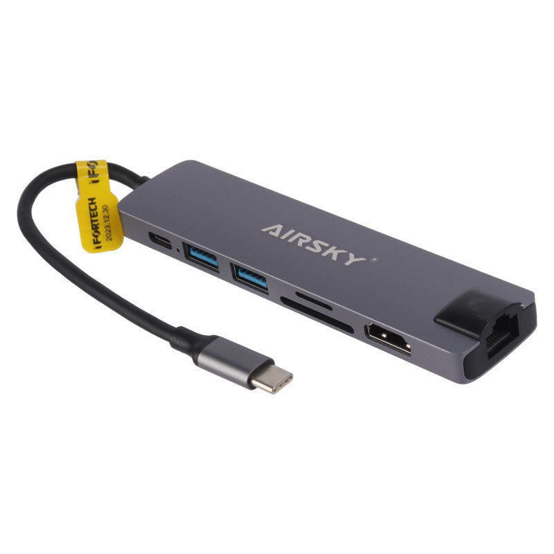 هاب و رم ریدر Ifortech HC-13LC Type-C To USB2.0/USB3.0/HDMI/RJ45/TF/SD/Type-C PD