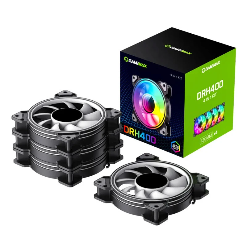 فن کیس گیم مکس GameMax DRH400 ARGB Black 12*12 بسته 4 عددی