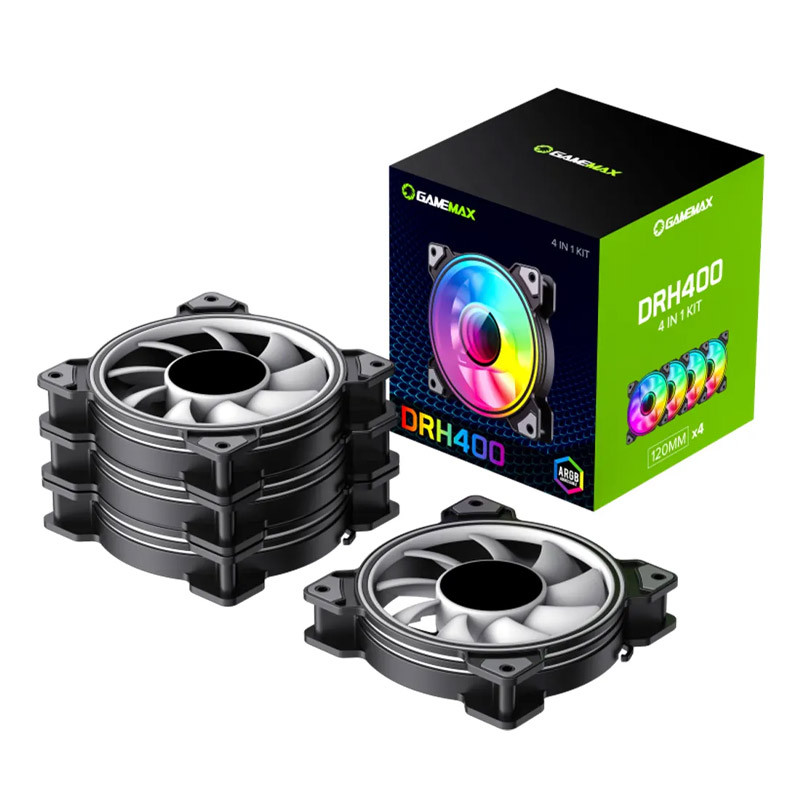 فن کیس گیم مکس GameMax DRH400 ARGB Black 12*12 بسته 4 عددی