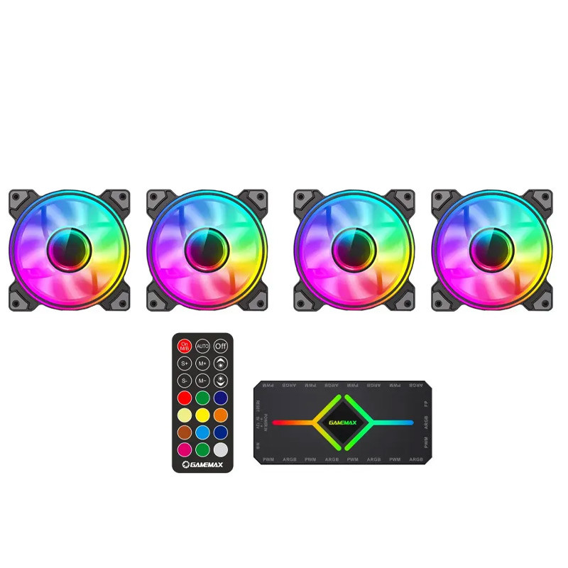 فن کیس گیم مکس GameMax DRH400 ARGB Black 12*12 بسته 4 عددی