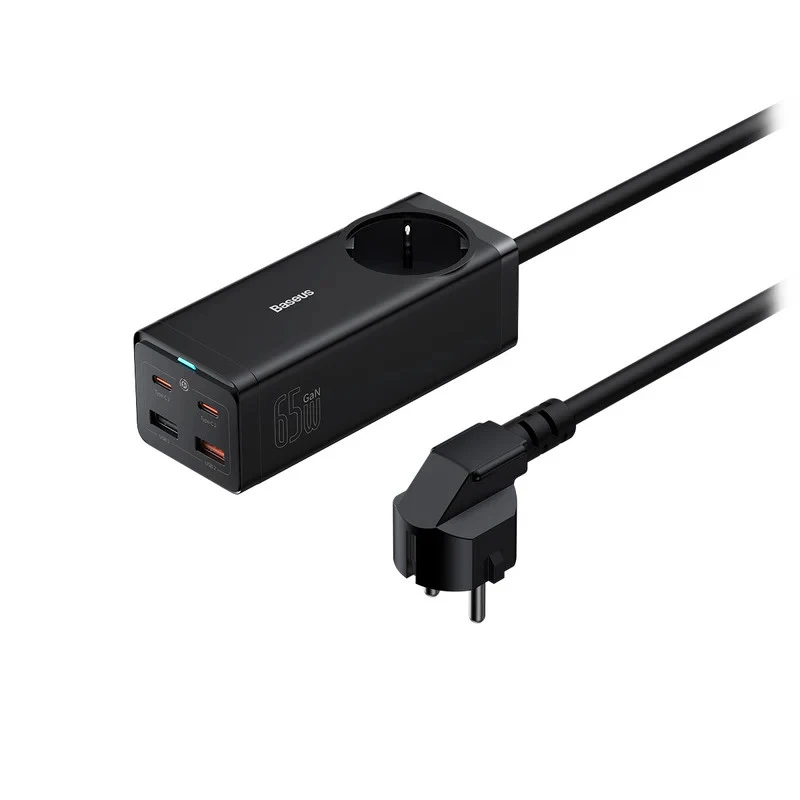 شارژر دیواری فست شارژ Baseus Power Combo Powerstrip PSZM000901 5Port GaN3 Pro 3.25A PD 65W