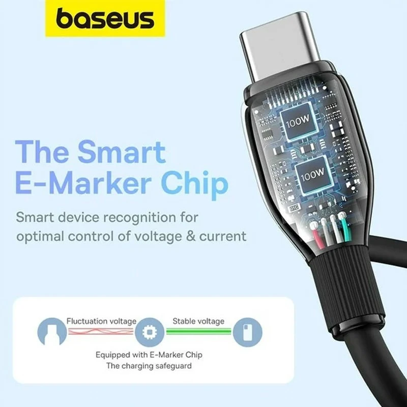 کابل تبدیل فست شارژ Baseus P10355702 Type-C To Type-C 100W 1.2m