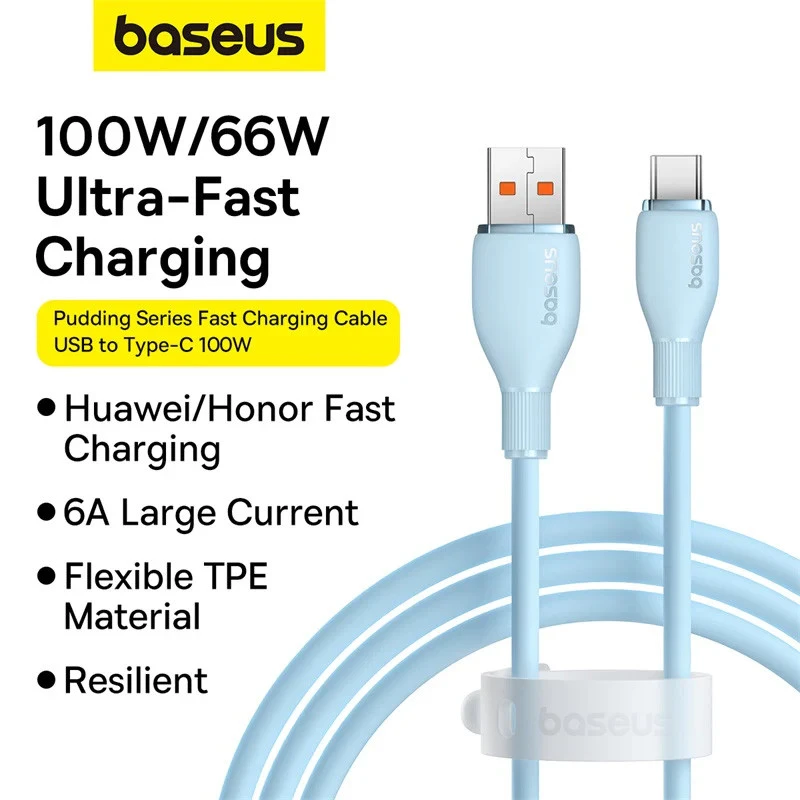 کابل تایپ سی فست شارژ Baseus Pudding Series P1035570 100W 1.2m