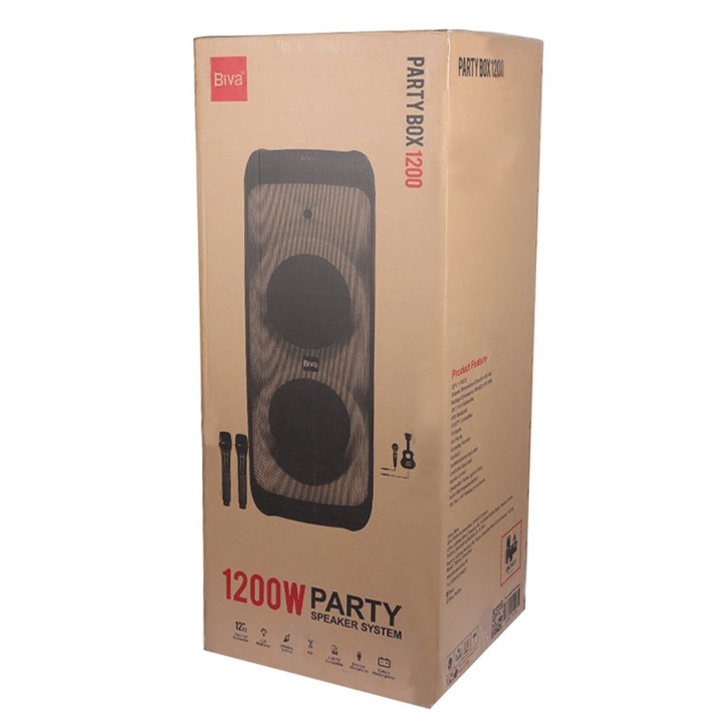 اسپیکر چمدانی بلوتوثی رم و فلش خور Biva Box party 1200W + میکروفون