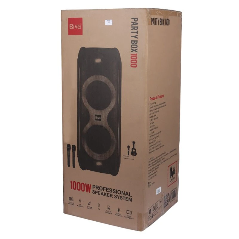اسپیکر چمدانی بلوتوثی رم و فلش خور Biva Box party 1000W + میکروفون