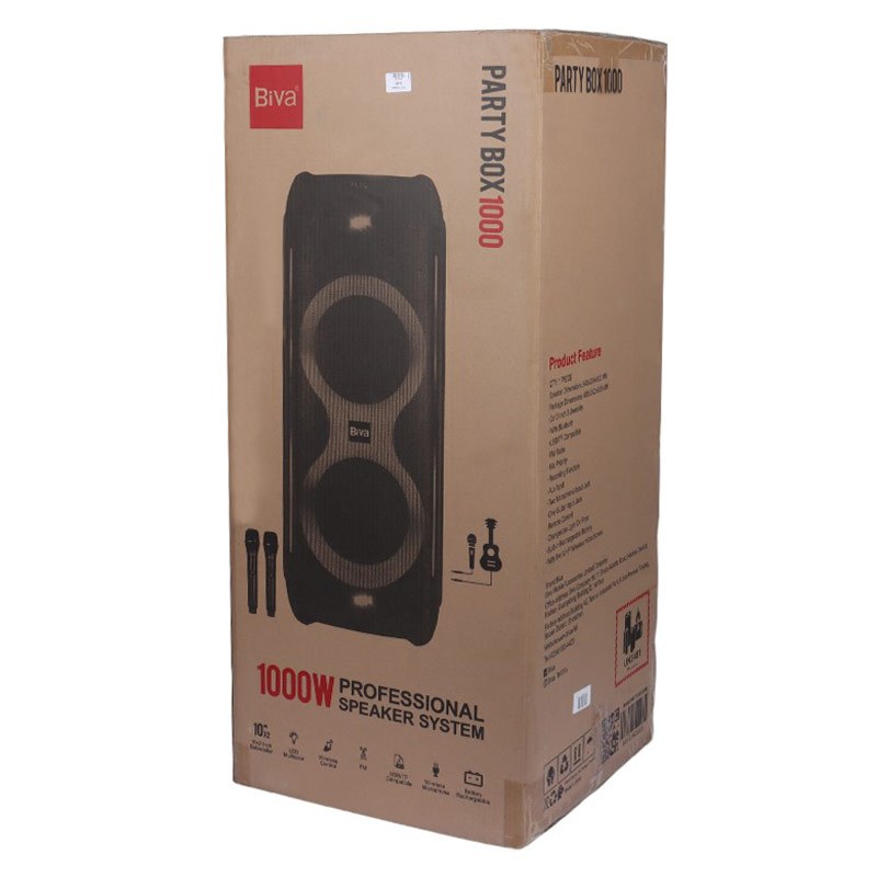 اسپیکر چمدانی بلوتوثی رم و فلش خور Biva Box party 1000W + میکروفون