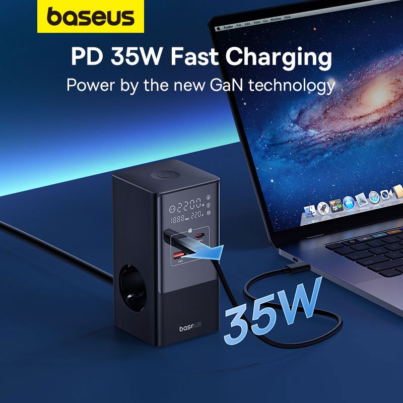 شارژر دیواری فست شارژ Baseus Power Combo E0002360 7Port GaN 3A 30W