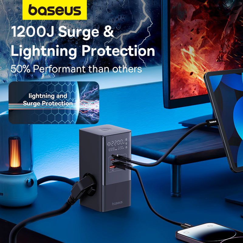 شارژر دیواری فست شارژ Baseus Power Combo E0002360 7Port GaN 3A 30W