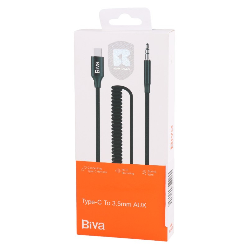 کابل تبدیل فنری Biva AUX-09T Type-C To AUX 1.2m
