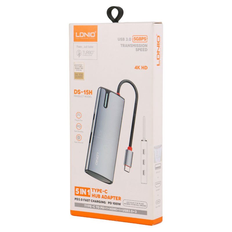 هاب 5 پورت Type-C الدینیو DS-15H