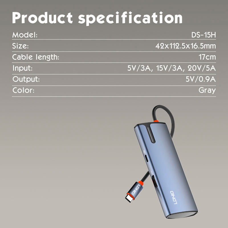 هاب 5 پورت Type-C الدینیو DS-15H