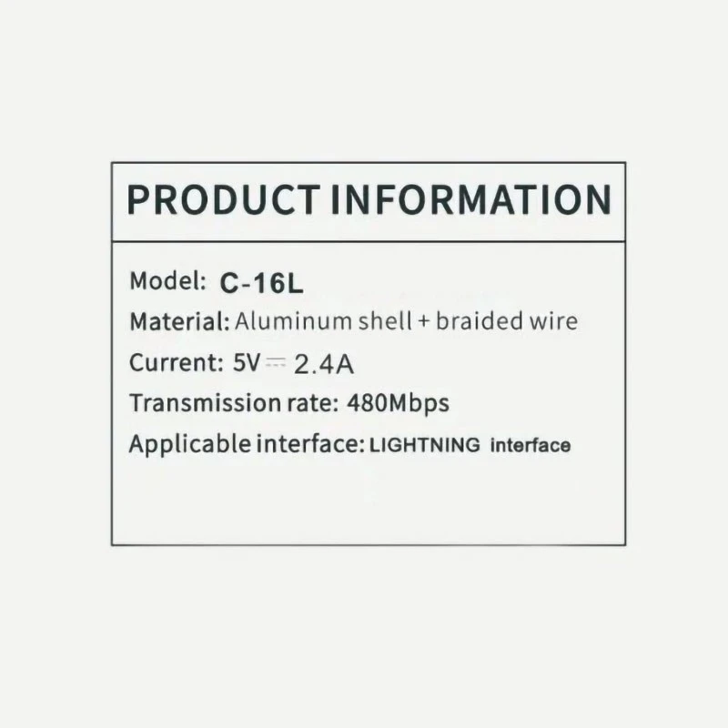 کابل آیفونی Biva C-16L 2.4A 1.2m
