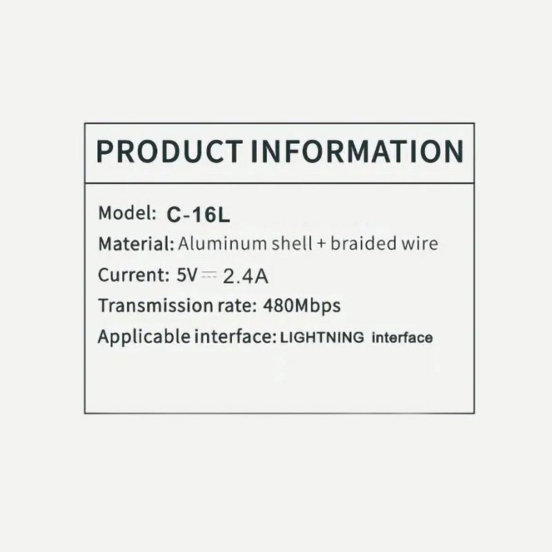 کابل آیفونی Biva C-16L 2.4A 1.2m