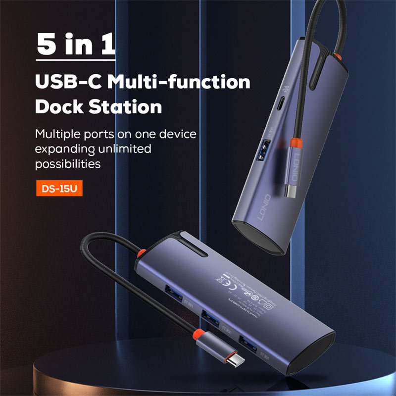 هاب Ldnio DS-15U Type-C To USB3.0/Type-C PD