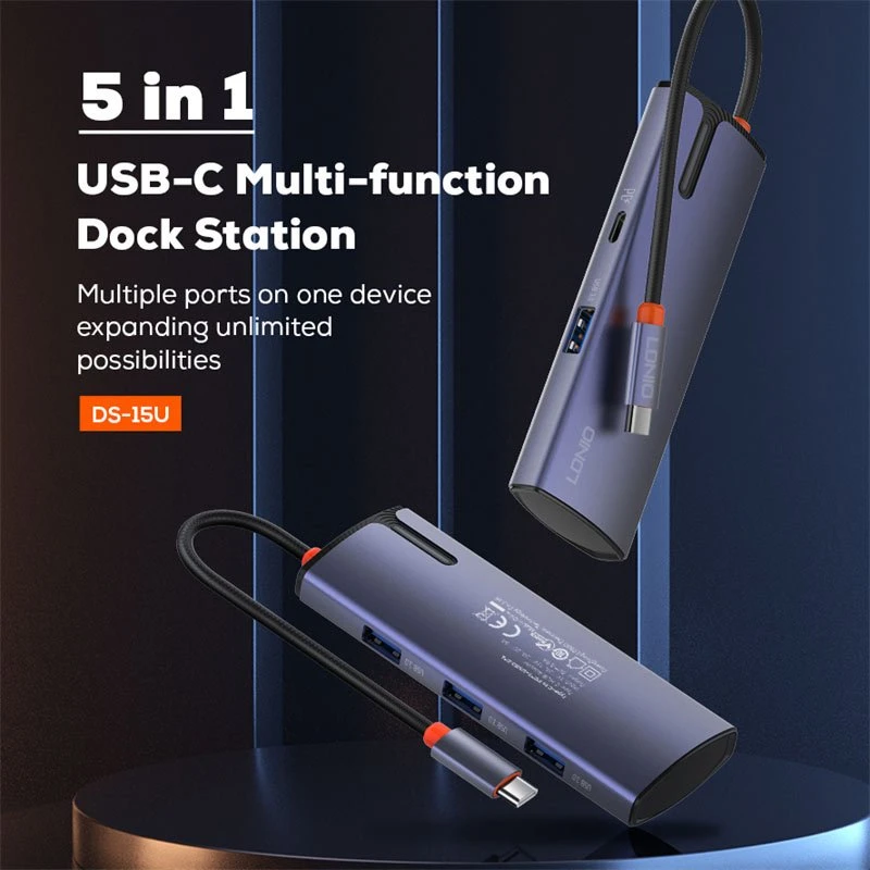 هاب 5 پورت Type-C الدینیو DS-15U