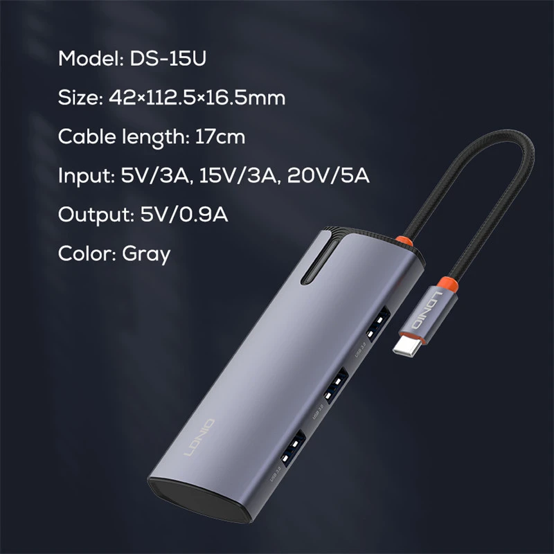 هاب 5 پورت Type-C الدینیو DS-15U