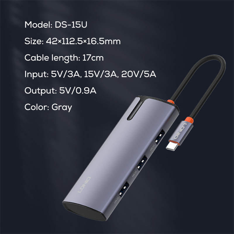 هاب 5 پورت Type-C الدینیو DS-15U