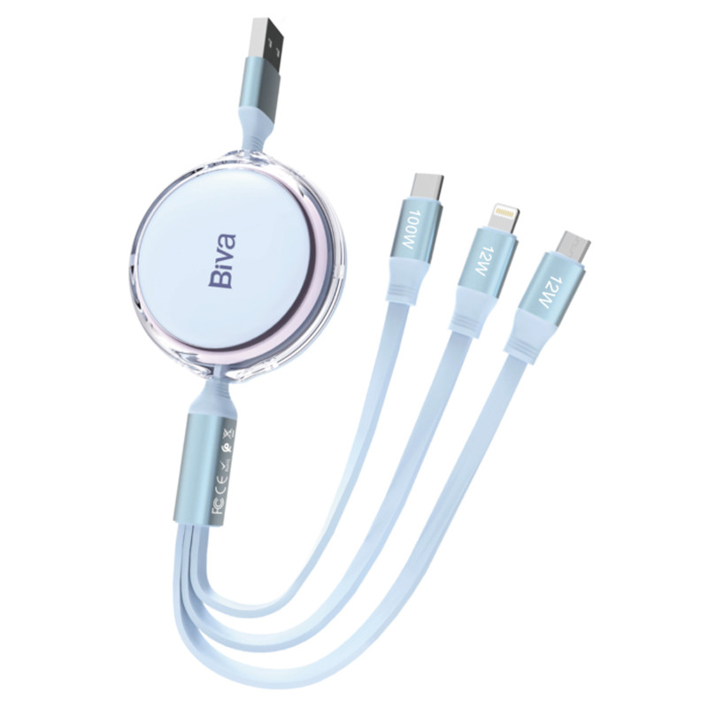 کابل 3 سر فست شارژ Biva C-22 5A 1.1m