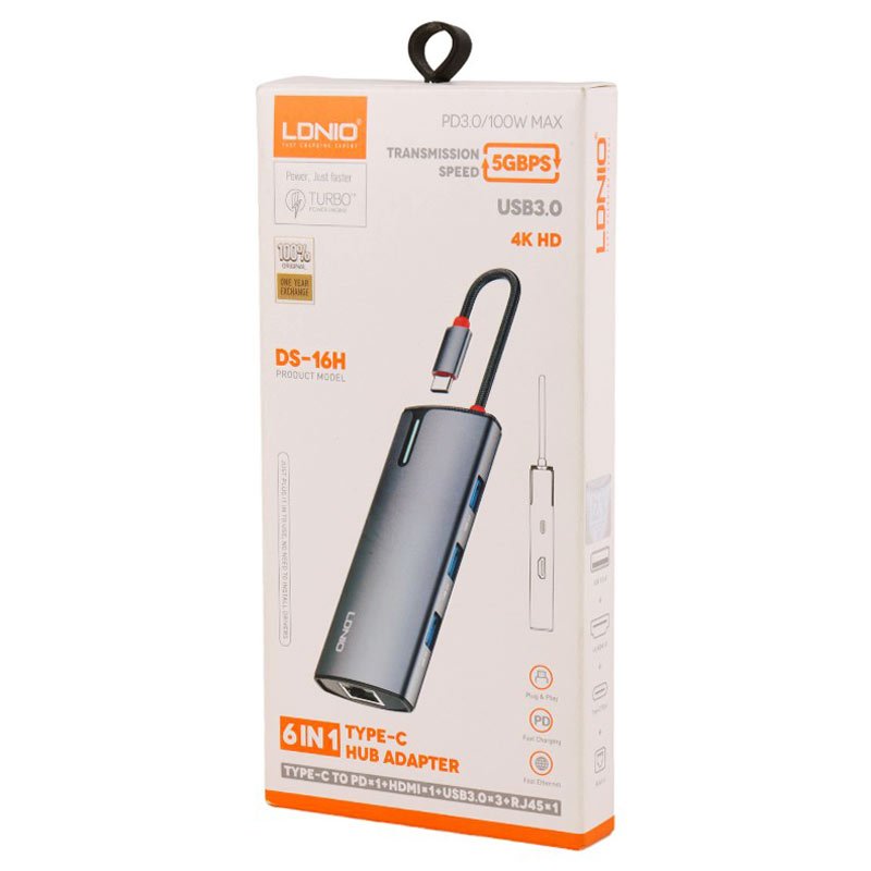 هاب 6 پورت Type-C الدینیو DS-16H