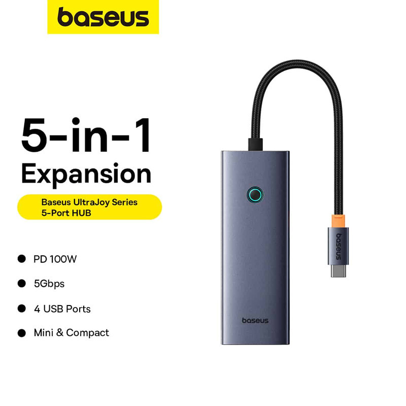 هاب 5 پورت Type-C باسئوس UltraJoy Series B00052801811-01