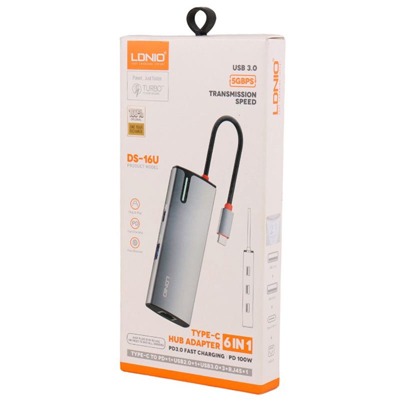 هاب 6 پورت Type-C الدینیو DS-16U
