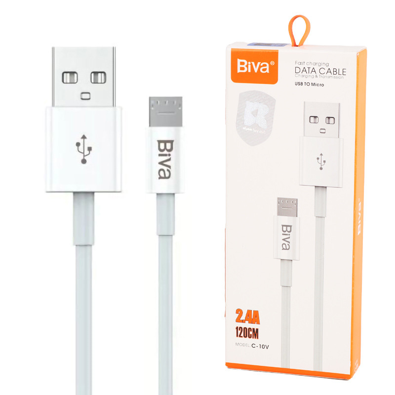 کابل میکرو یو اس بی فست شارژ Biva C-10V 2.4A 1.2m