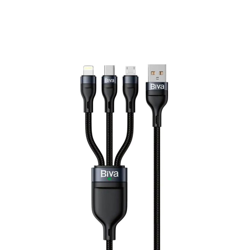 کابل 3 سر فست شارژ Biva C-09 66W 1.2m