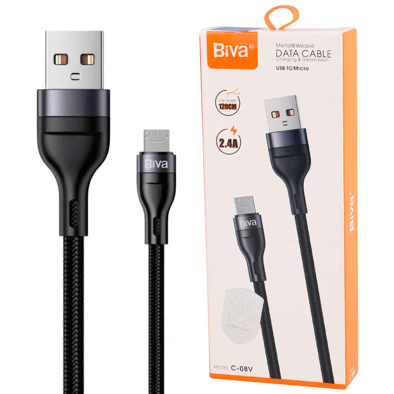 کابل میکرو یو اس بی Biva C-08V 2.4A 1.2m