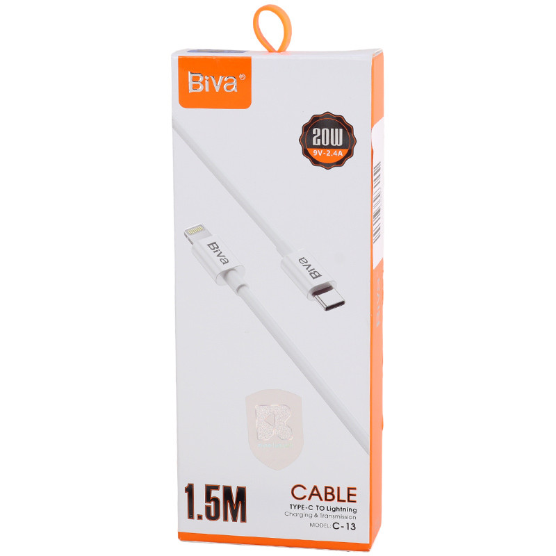 کابل تبدیل فست شارژ Biva C-13 Type-C To Lightning 2.4A 20W 1.5m