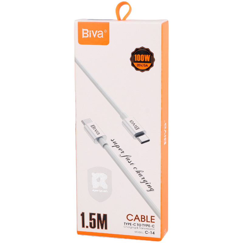 کابل تبدیل فست شارژ Biva C-14 Type-C To Type-C 100W 1.5m