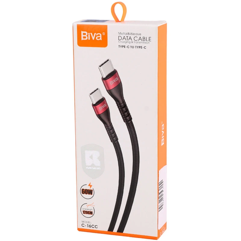 کابل تبدیل فست شارژ Biva C-16CC Type-C to Type-C 3A 60W 1.2m
