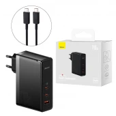 شارژر دیواری فست شارژ Baseus GaN5 Pro CCGP100 3Port 5A QC PD 140W + کابل تبدیل تایپ سی