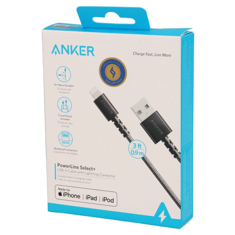 کابل آیفونی فست شارژ Anker A8012H 0.9m