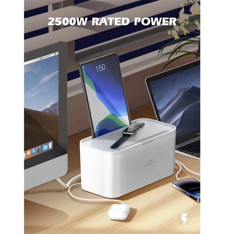 چند راهی برق و شارژر وایرلس الدینیو SN5311W با کابل 2 متری + شارژر USB و Type-C