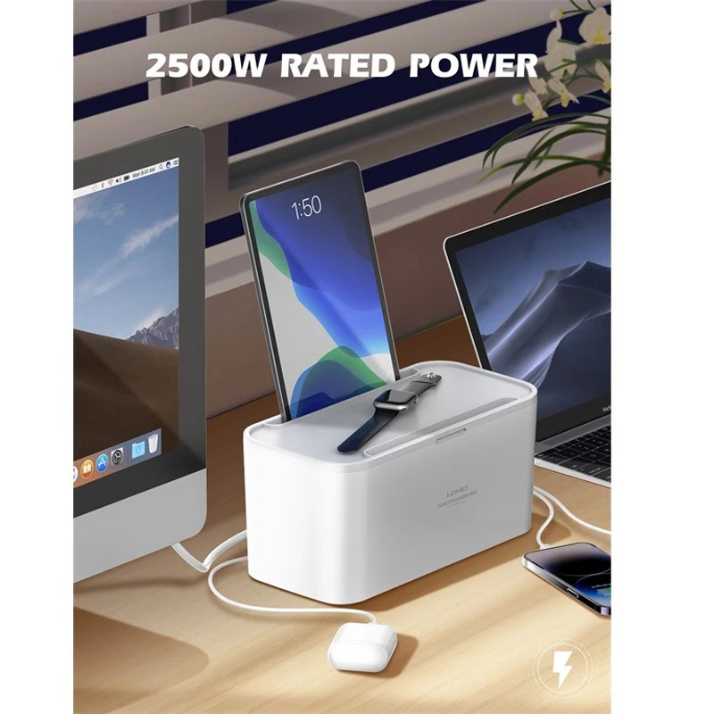 چند راهی برق و شارژر وایرلس الدینیو SN5311W با کابل 2 متری + شارژر USB و Type-C