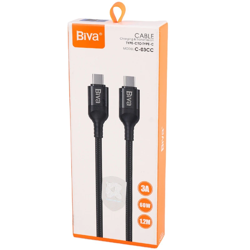 کابل تبدیل فست شارژ Biva C-03CC Type-C To Type-C 3A 60W 1.2m