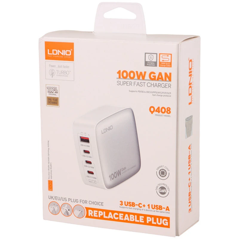 شارژر دیواری 100 وات الدینو Q408 QC4.0 PD 5A + کابل تبدیل تایپ سی