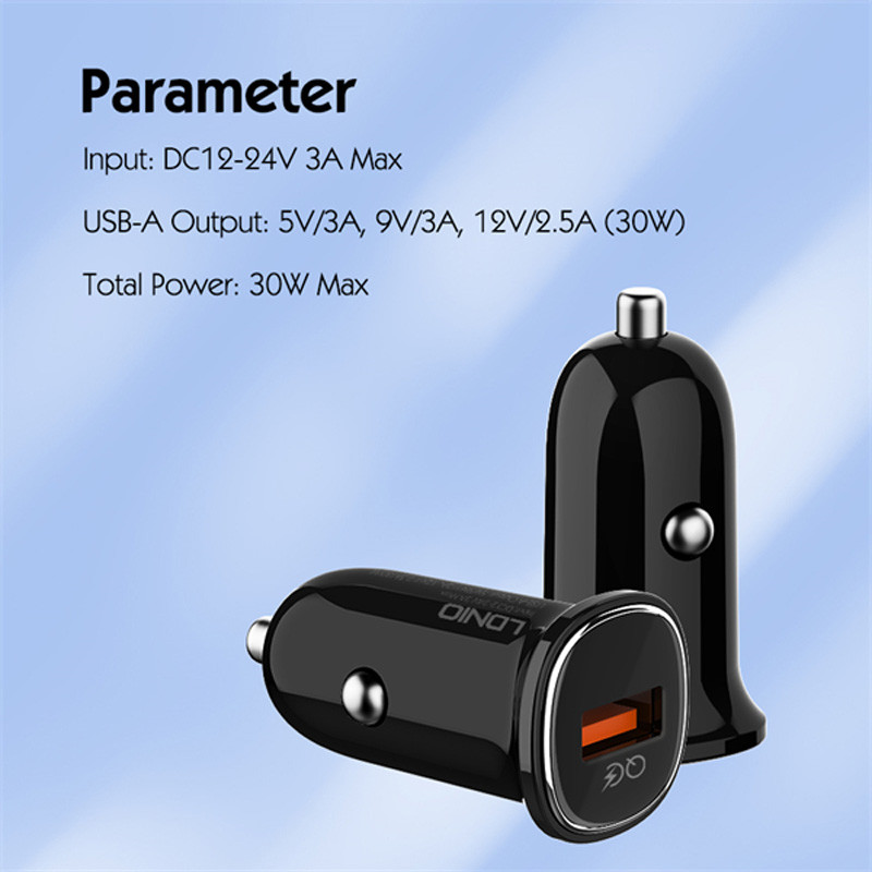 شارژر فندکی فست شارژ Ldnio C105 CQ3.0 3A 30W + کابل تایپ سی