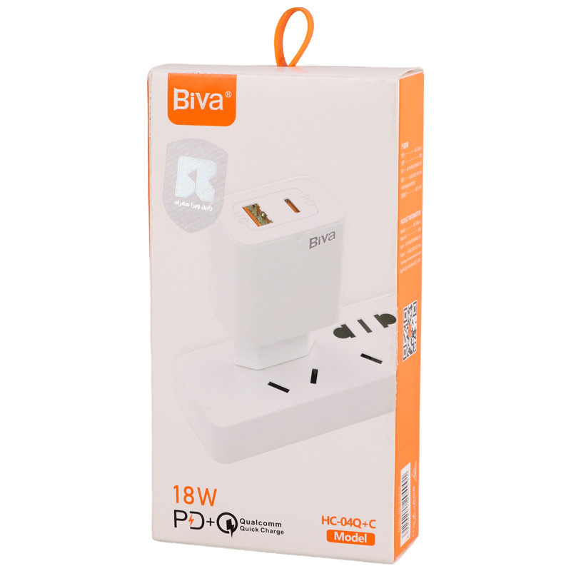 شارژر دیواری فست شارژ Biva HC-04Q-c 2Port QC3.0 PD 3A 18W + کابل میکرو یو اس بی