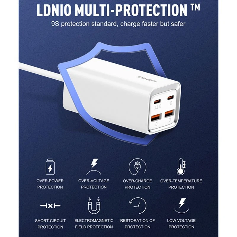 شارژر رومیزی فست شارژ Ldnio A4610C 4Port 5A QC4.0 PD 65W