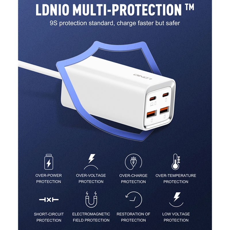 شارژر رومیزی فست شارژ Ldnio A4610C 4Port 5A QC4.0 PD 65W